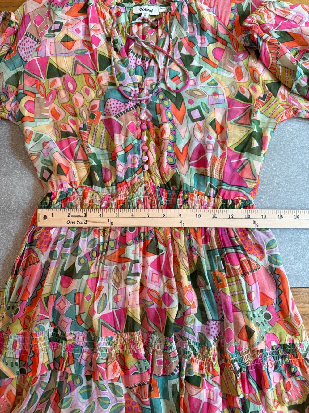 Tolani Tiered Boho Maxi Dress Abstract Geometric Print Size Small - Picture 7 of 13